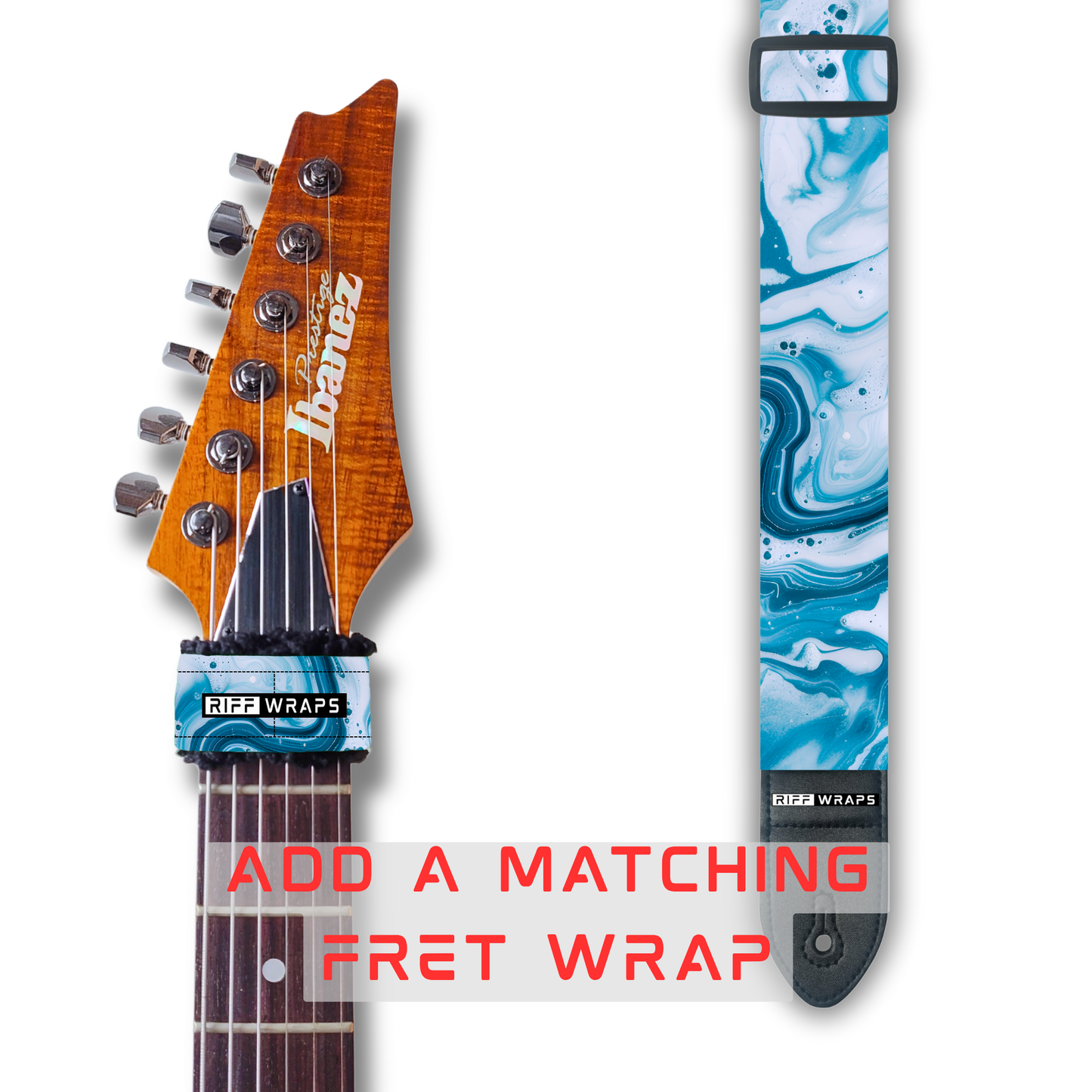Swirls - Blue & White - Padded Guitar Strap