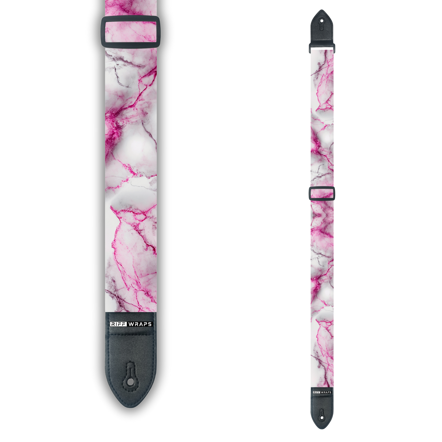 Marble - Pink & White - Padded Guitar Strap