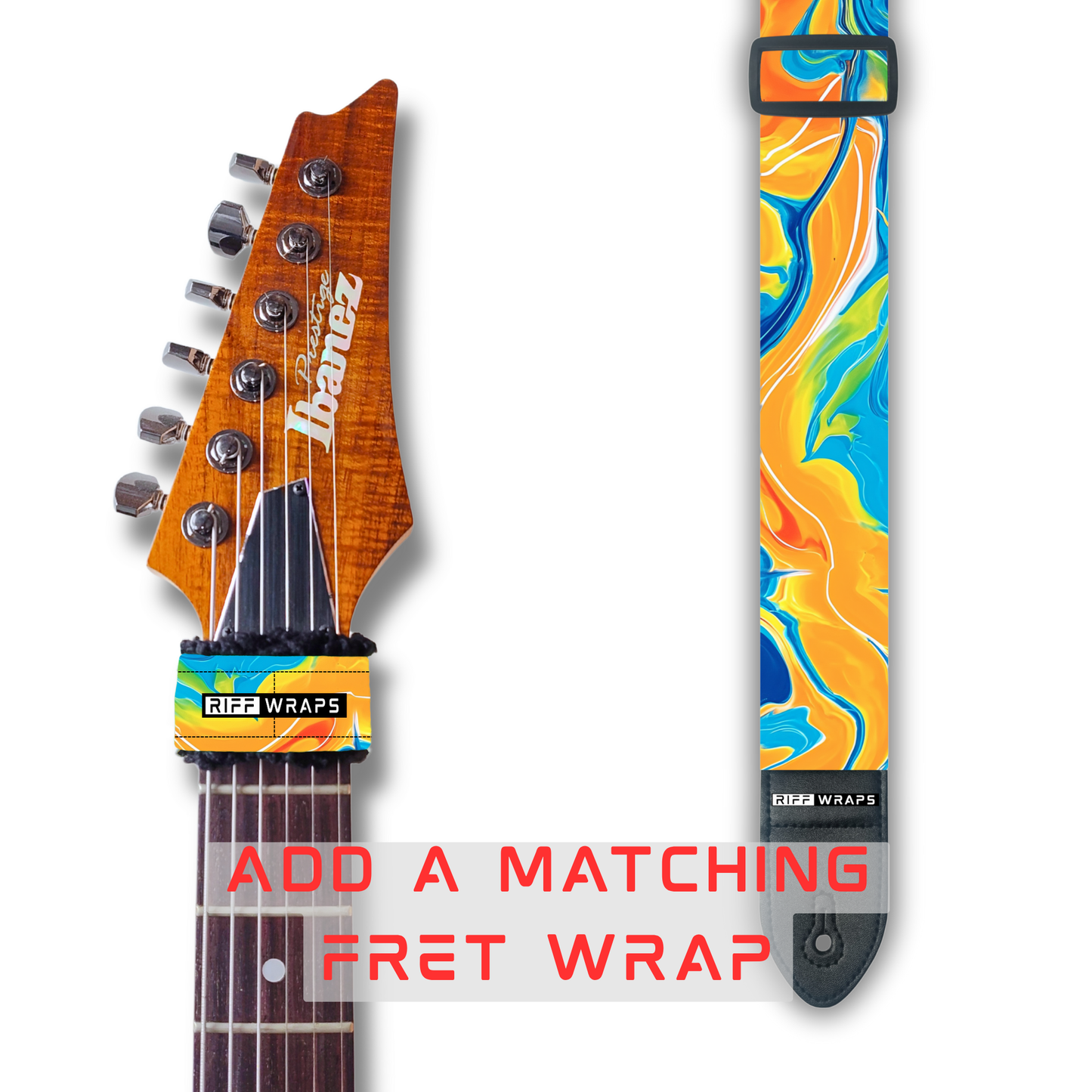 Swirls - Blue & Orange - Padded Guitar Strap