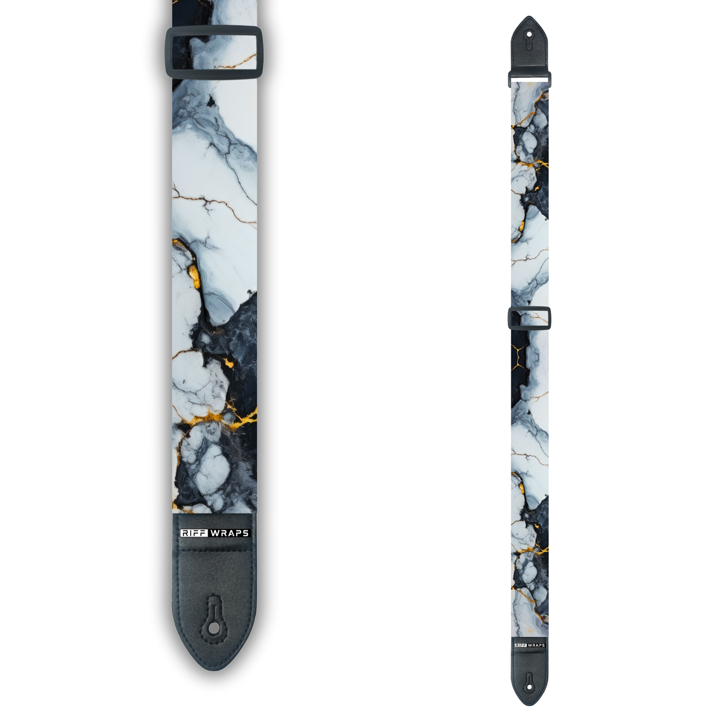 Marble - Grey, White & Gold - Padded Guitar Strap