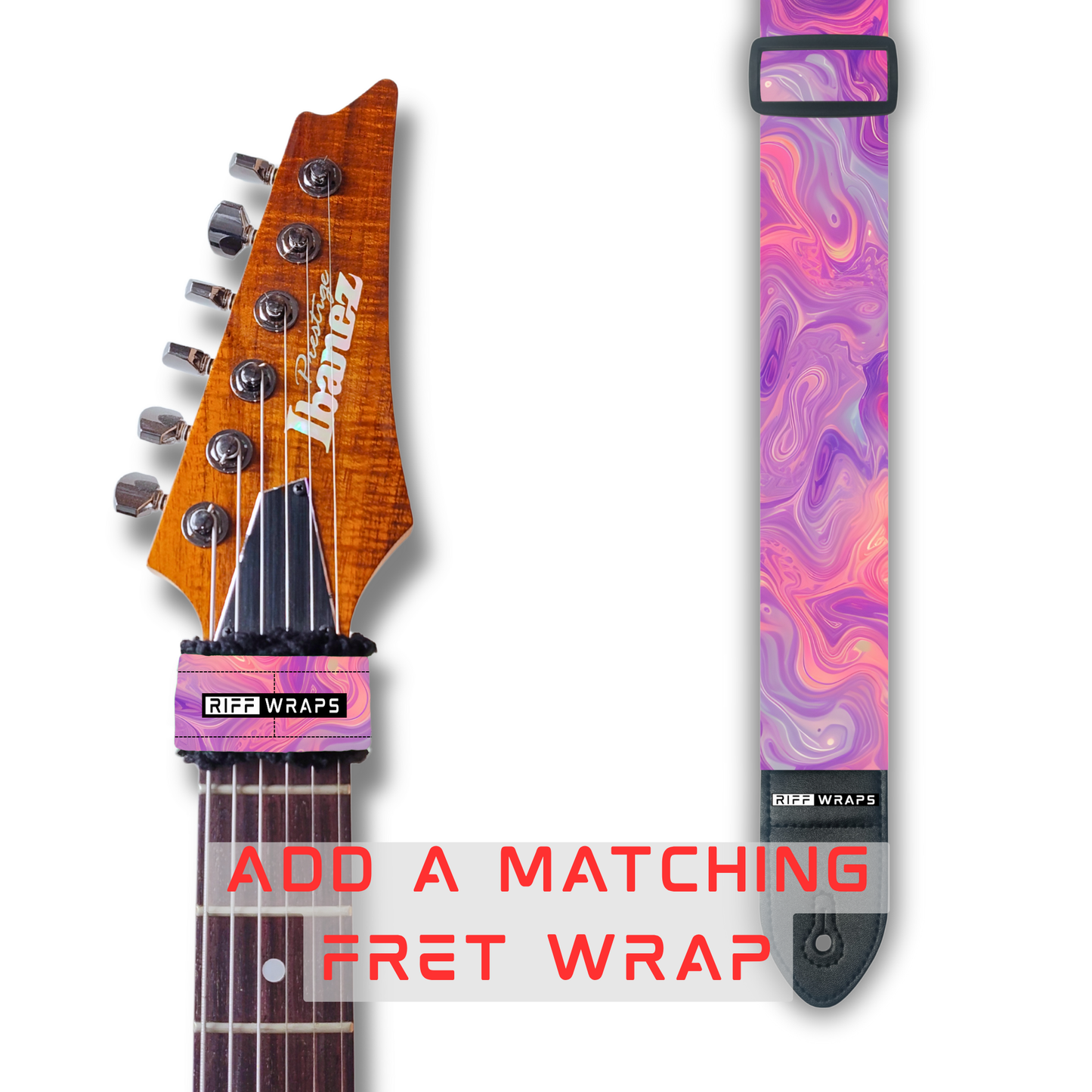 Swirls - Pink & Purple - Padded Guitar Strap