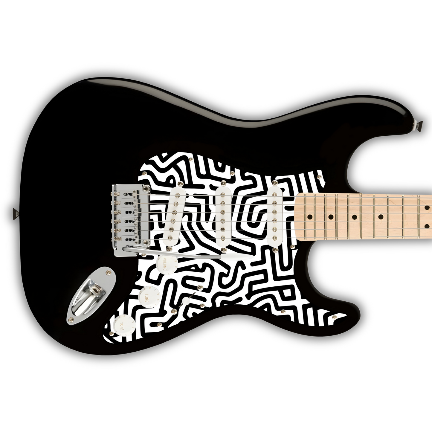 Black & White -Pickguards - S Style - Modern 11 Hole