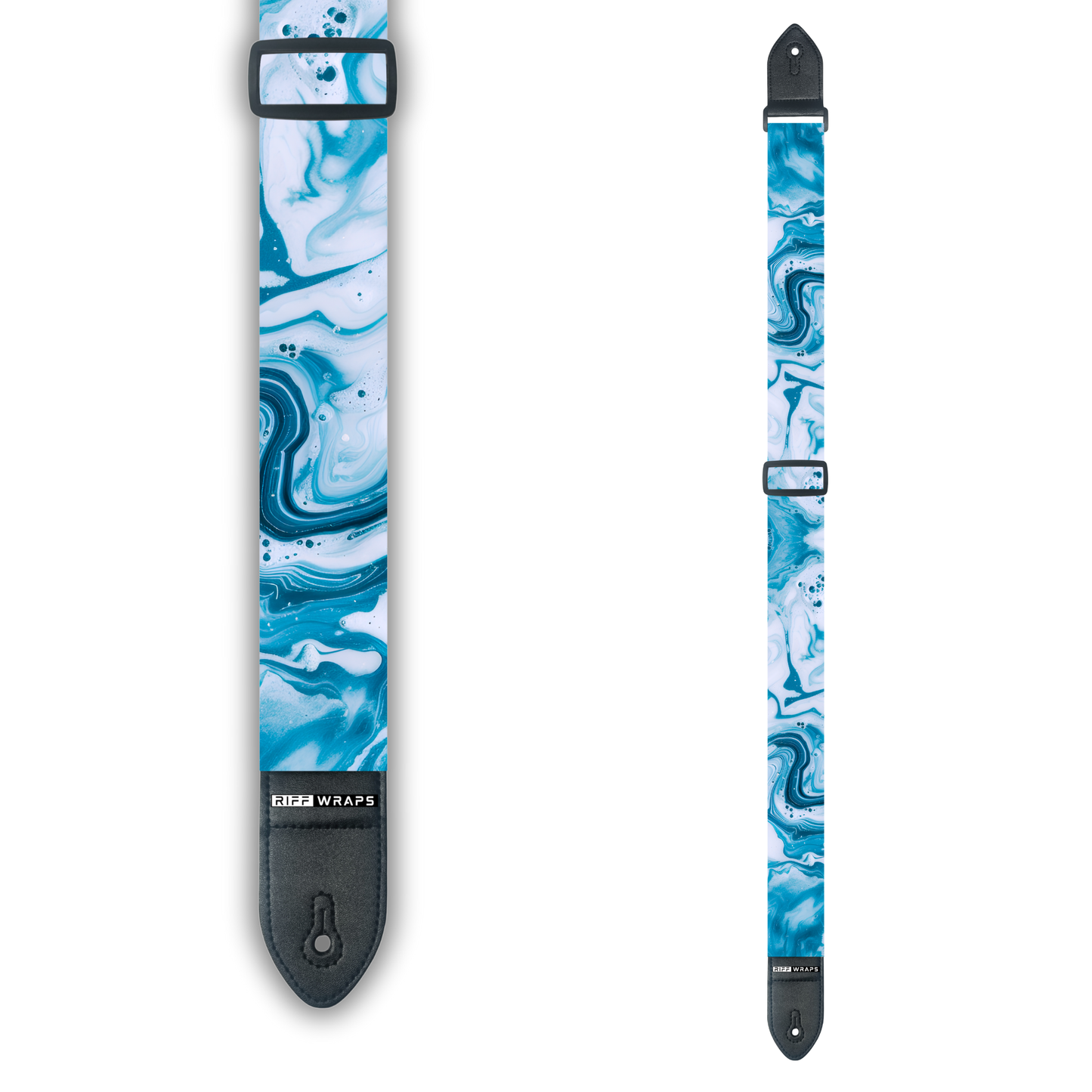 Swirls - Blue & White - Padded Guitar Strap