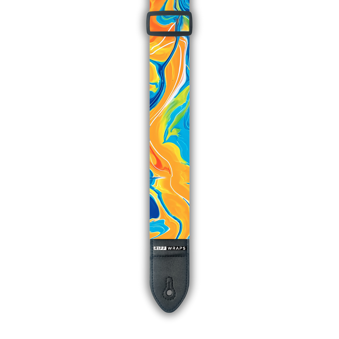 Swirls - Blue & Orange - Padded Guitar Strap