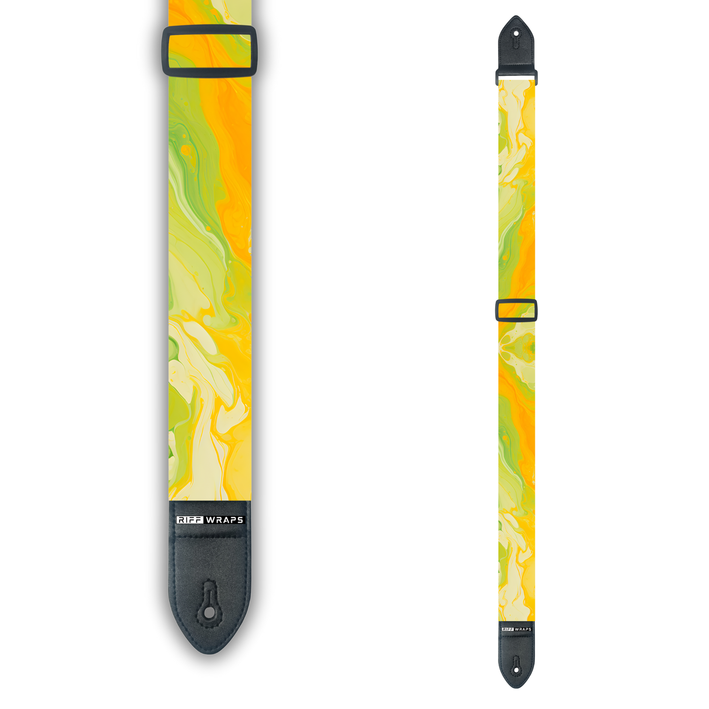 Swirls - Orange & Green - Padded Guitar Strap