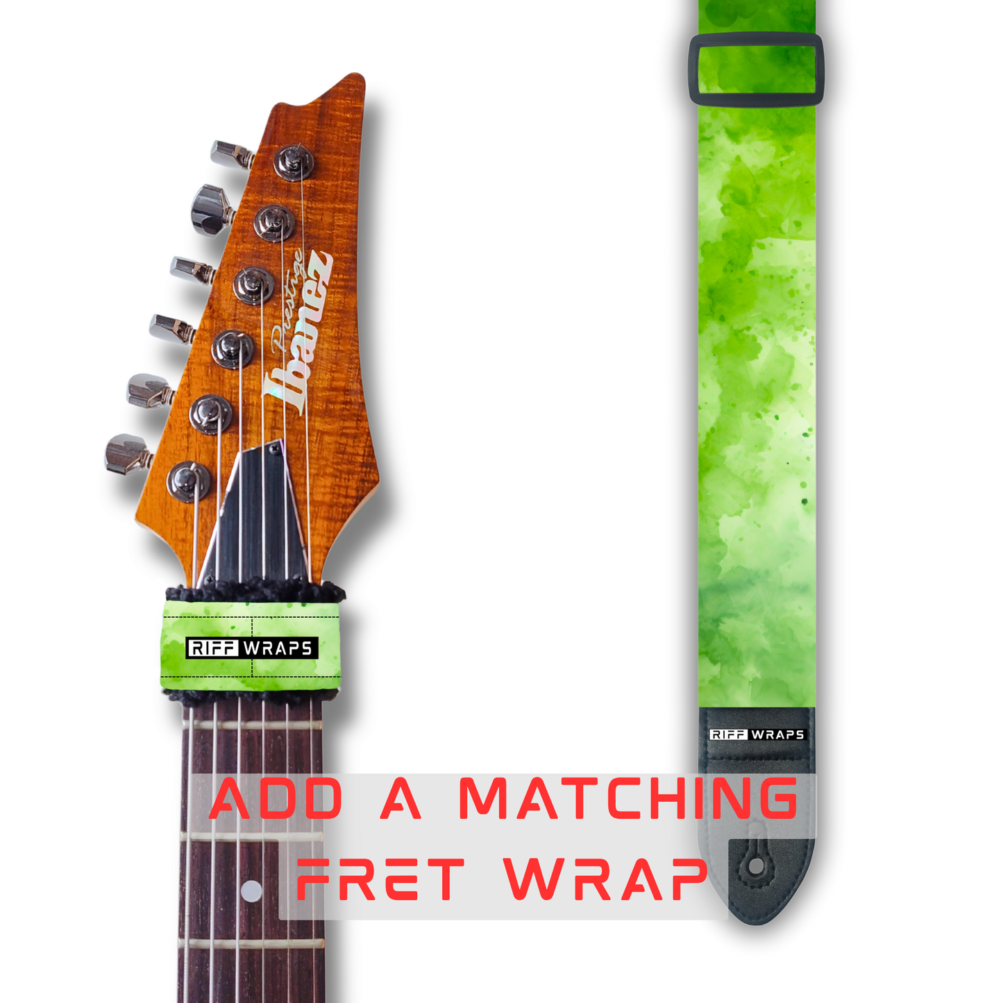 Watercolour - Green 1 - Padded Guitar Strap