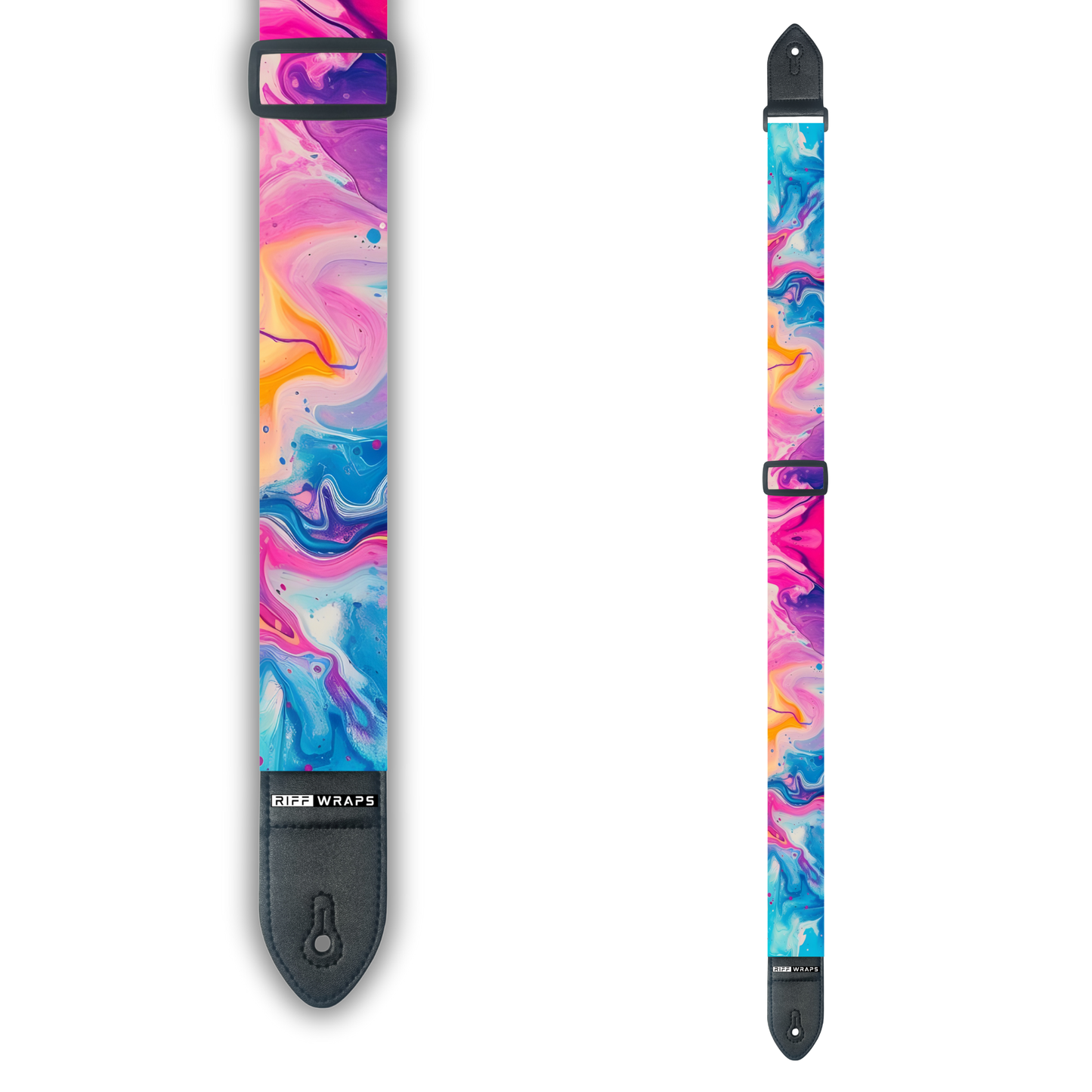 Swirls - Blue & Pink - Padded Guitar Strap