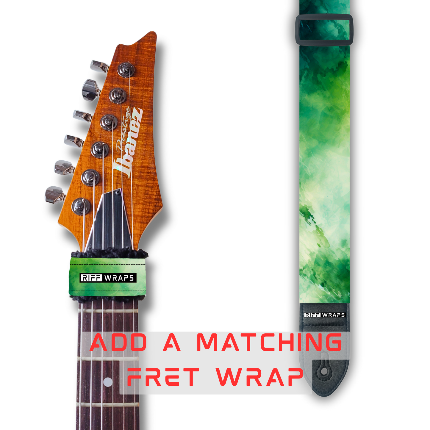 Watercolour - Green 2 - Padded Guitar Strap