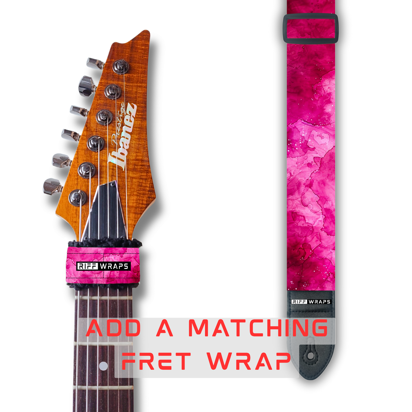 Watercolour - Pink - Padded Guitar Strap