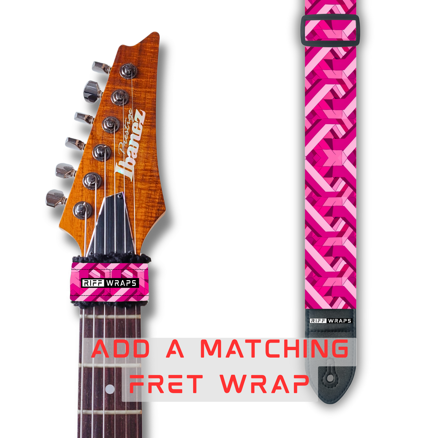 Geometric - Goyard Pink - Padded Guitar Strap