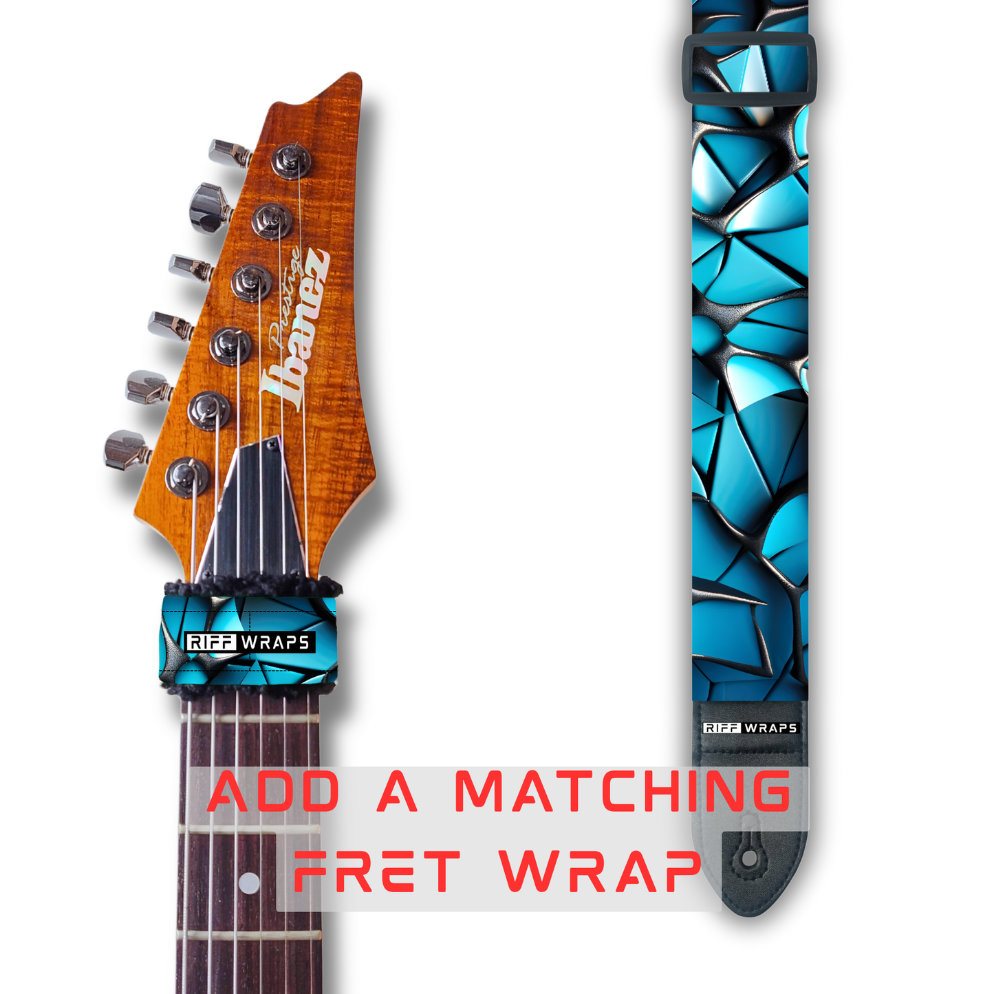 Geometric - Voronoi Blue & Black - Padded Guitar Strap