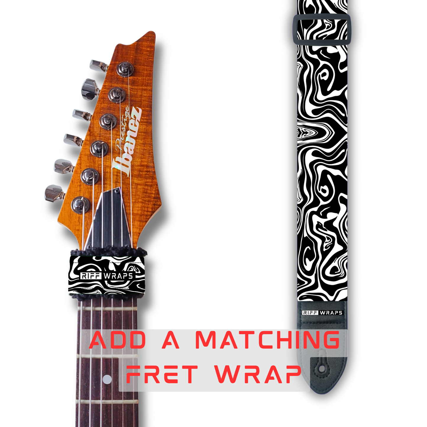 Black & White - Swirl - Padded Guitar Strap