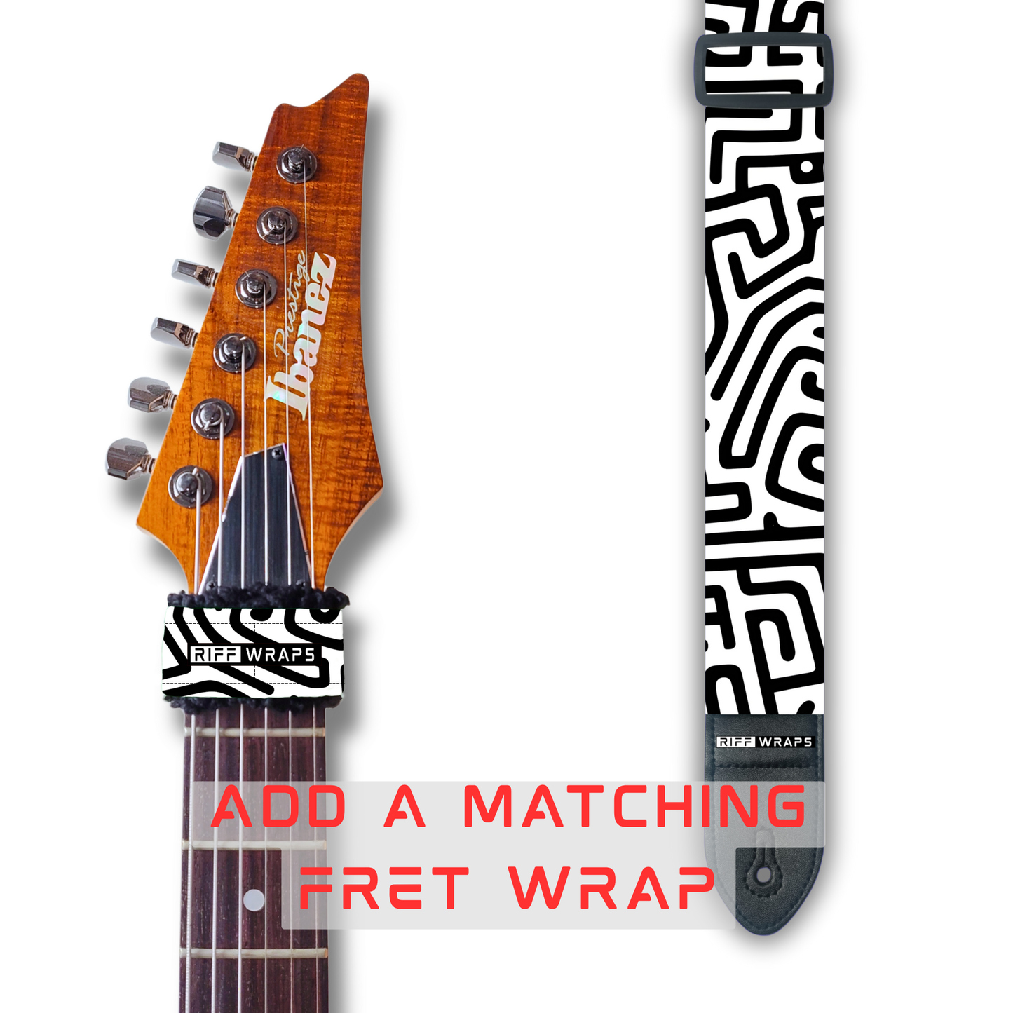 Black & White - Maze - Padded Guitar Strap