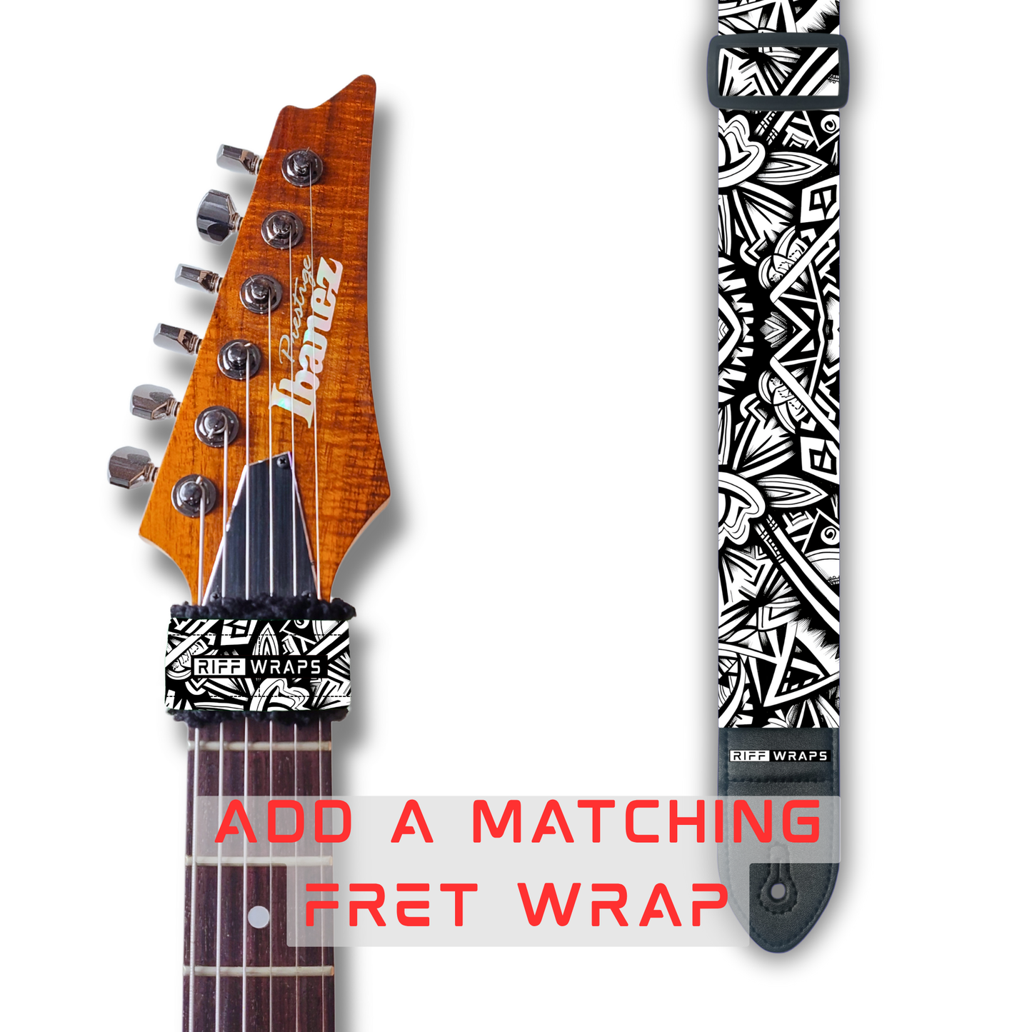 Black & White - Tribal - Padded Guitar Strap