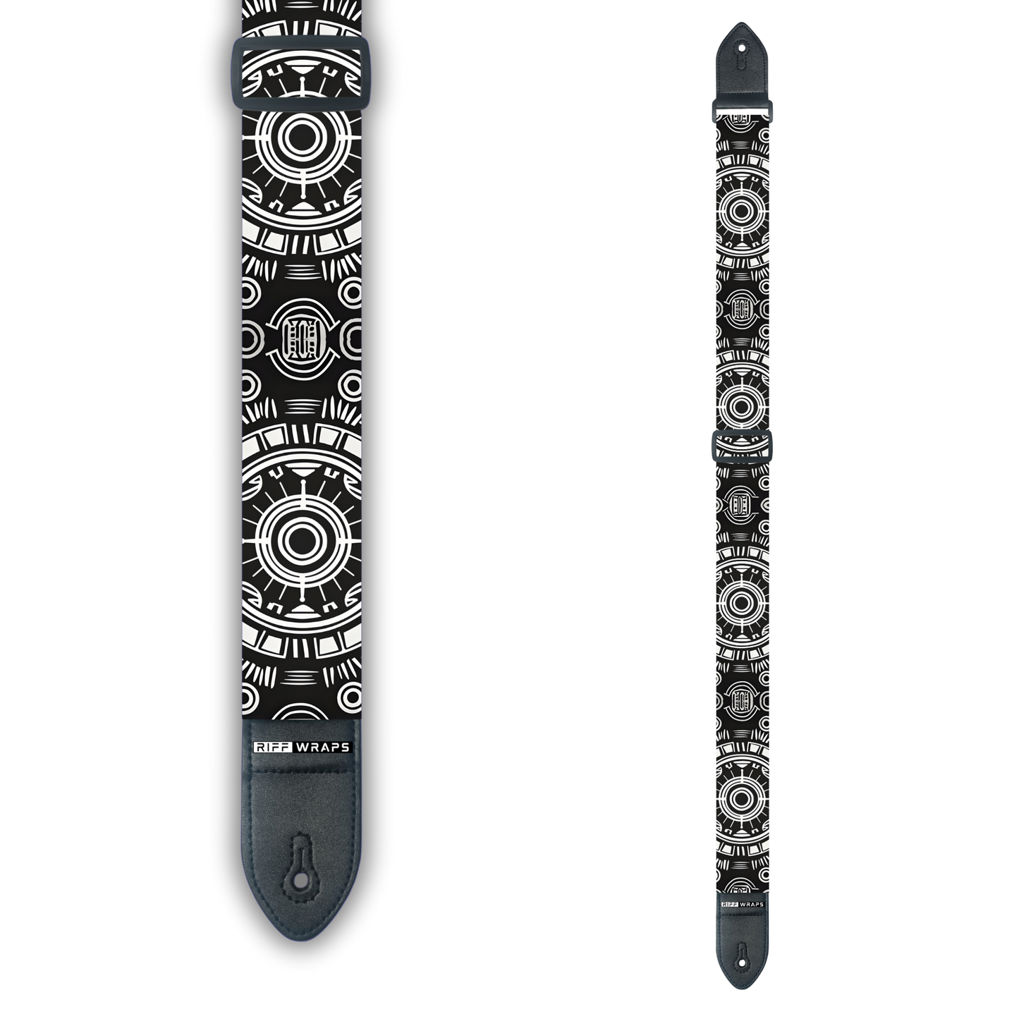 Tribal - Adinkra Black & White - Padded Guitar Strap