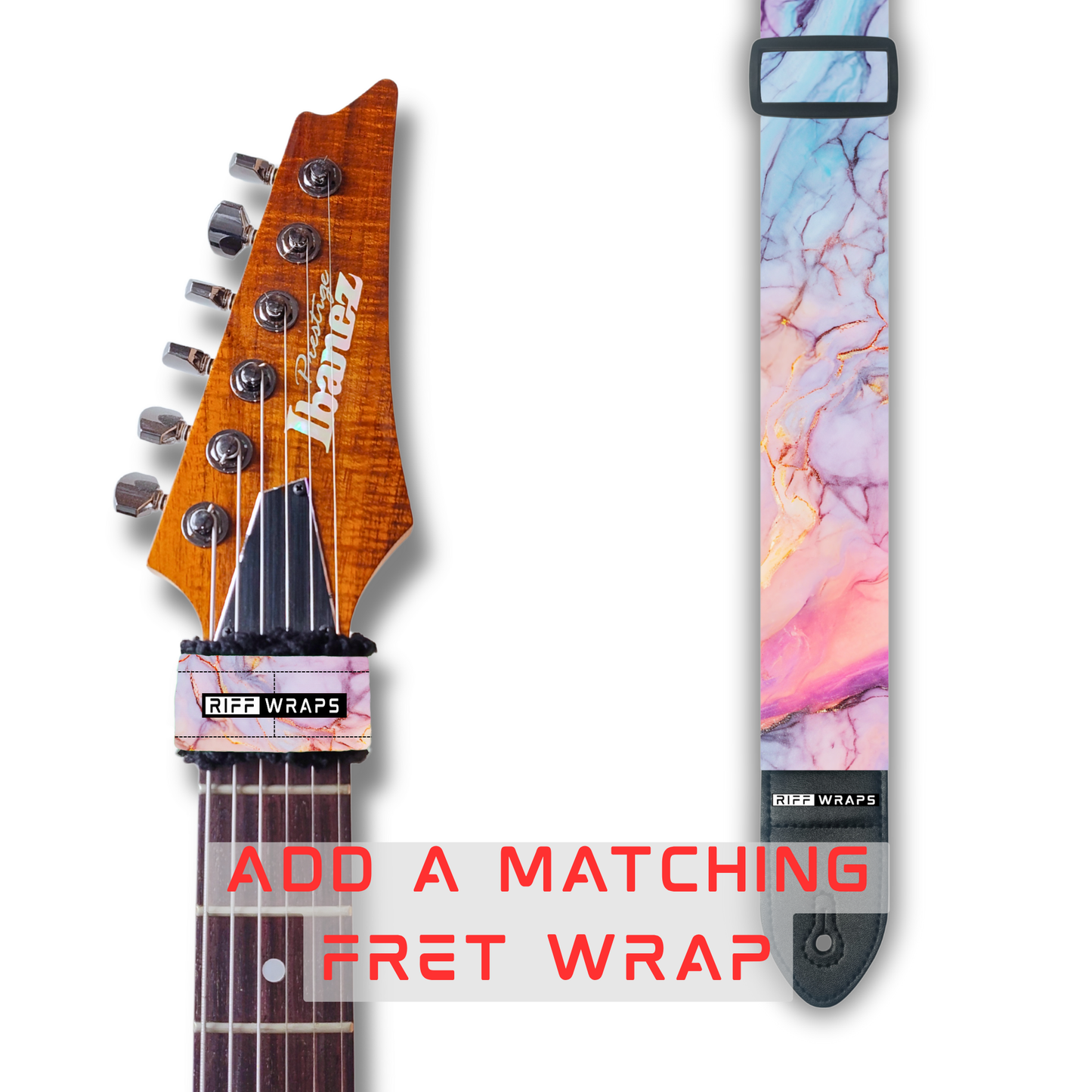 Marble - Purple, Blue, White & Gold - Padded Guitar Strap