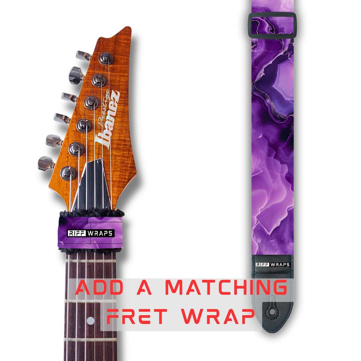 Marble - Purple & White - Padded Guitar Strap