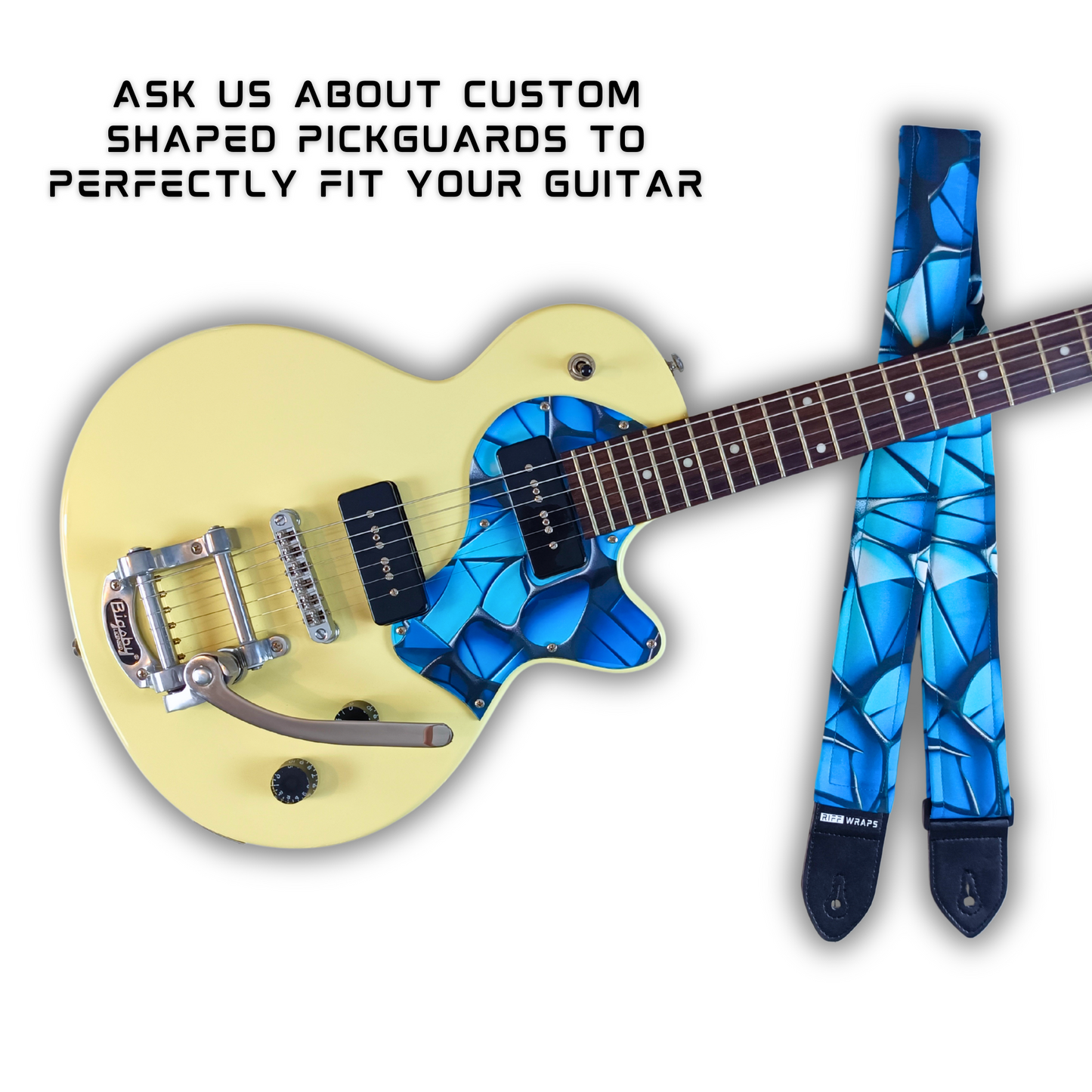 Geometric - Voronoi Blue & Black - Padded Guitar Strap