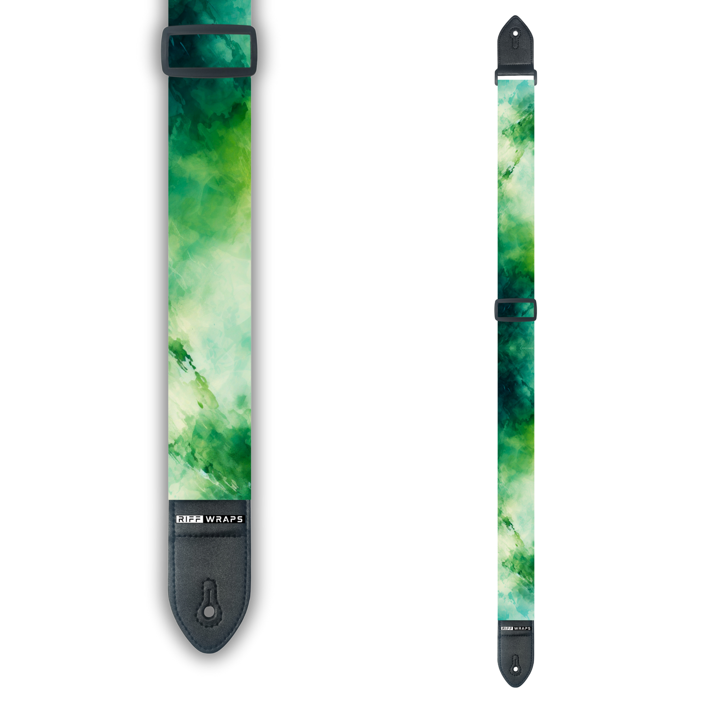Watercolour - Green 2 - Padded Guitar Strap