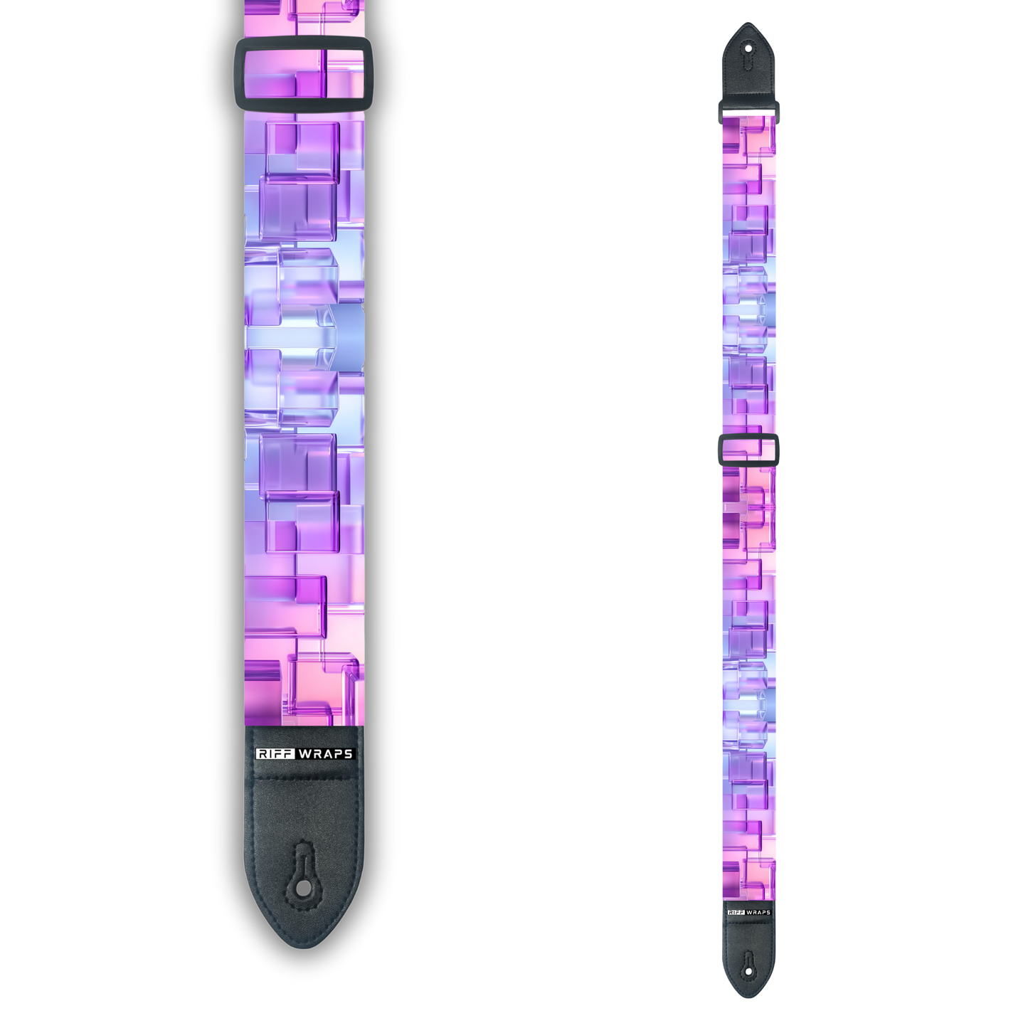 Geometric - 3D Cubes Pink - Padded Guitar Strap