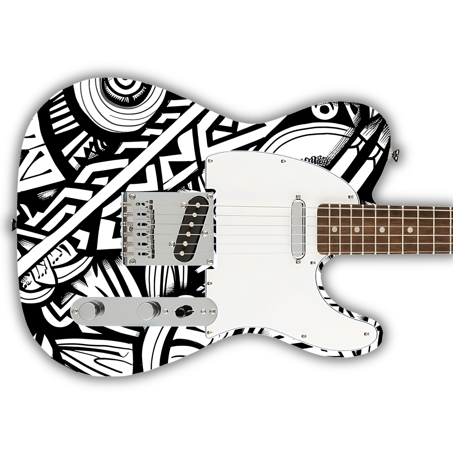 Black & White - Tribal - Guitar Wrap & Strap Bundle