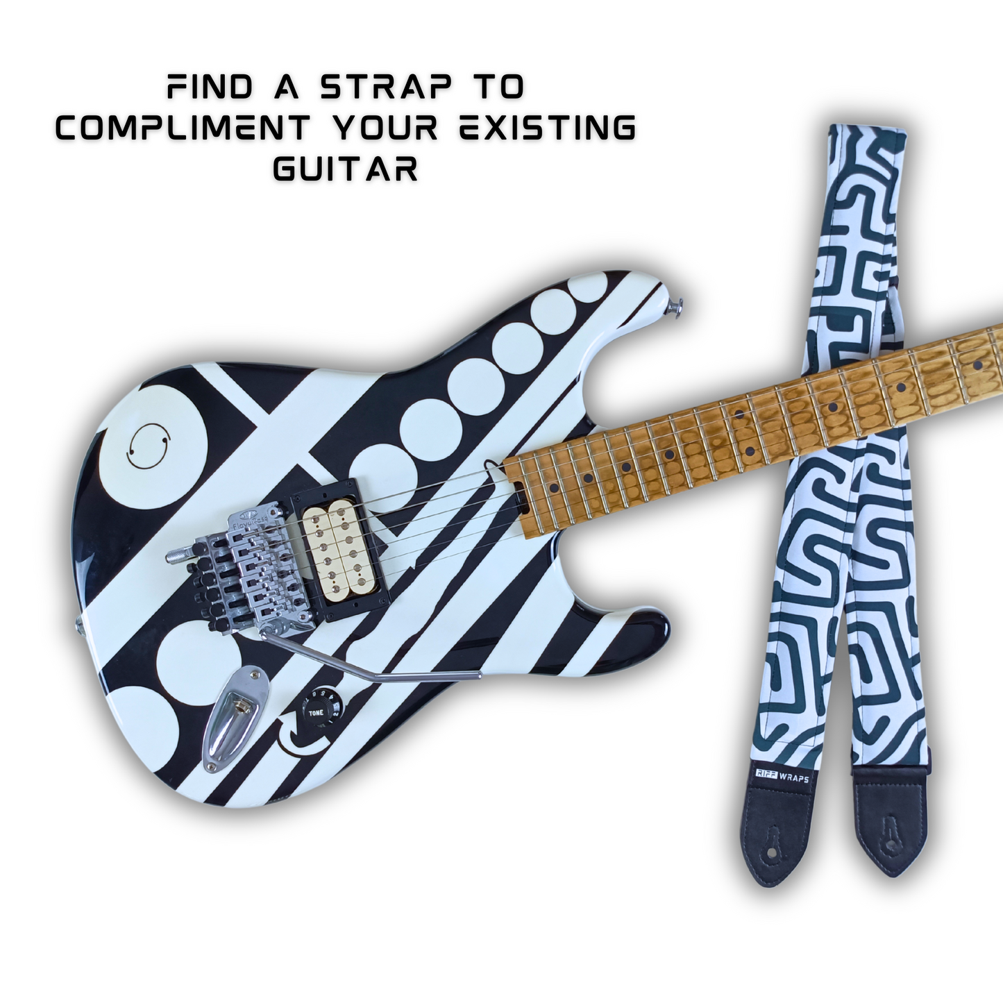 Black & White - Maze - Padded Guitar Strap