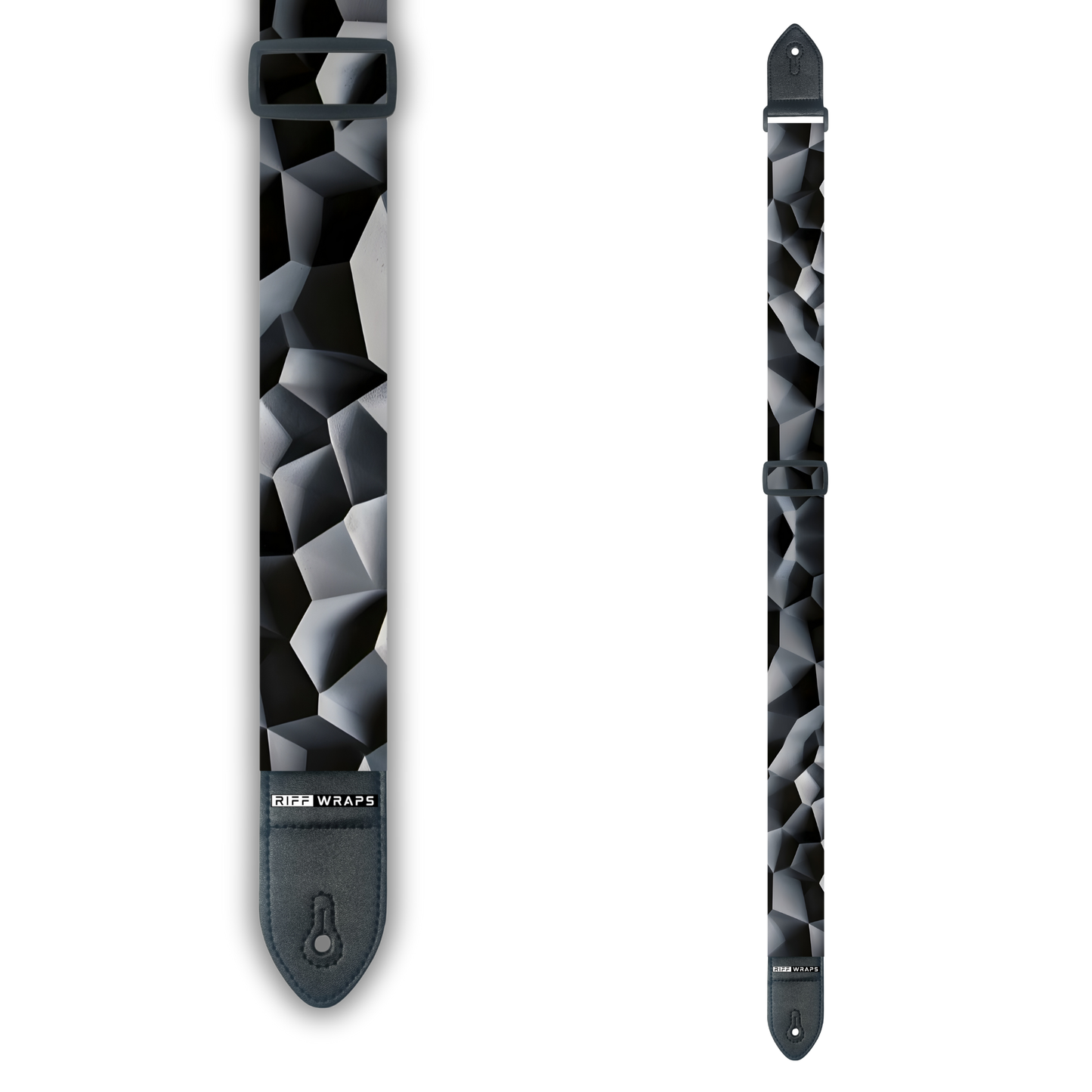 Geometric - Voronoi Texture Black - Padded Guitar Strap