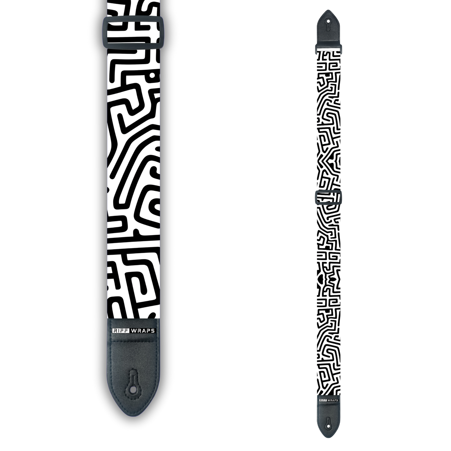 Black & White - Maze - Padded Guitar Strap