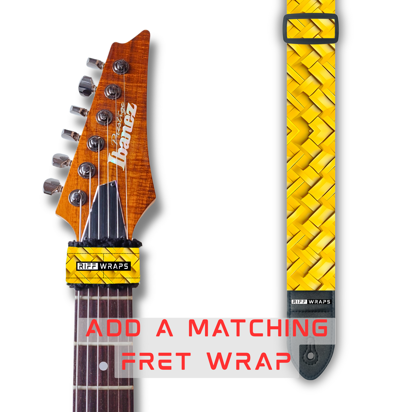 Geometric - 3D Texture Yellow - Padded Guitar Strap