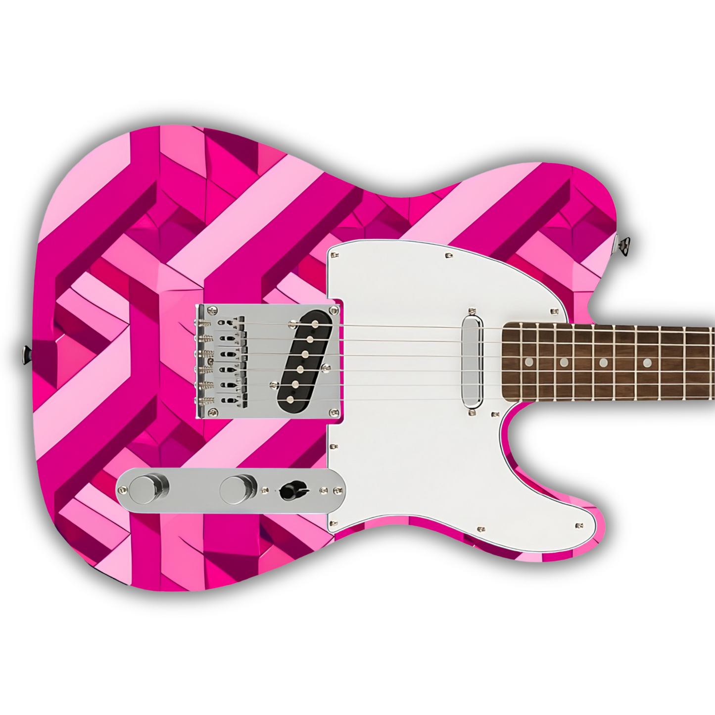 Geometric - Goyard Pink - Guitar Wrap & Strap Bundle