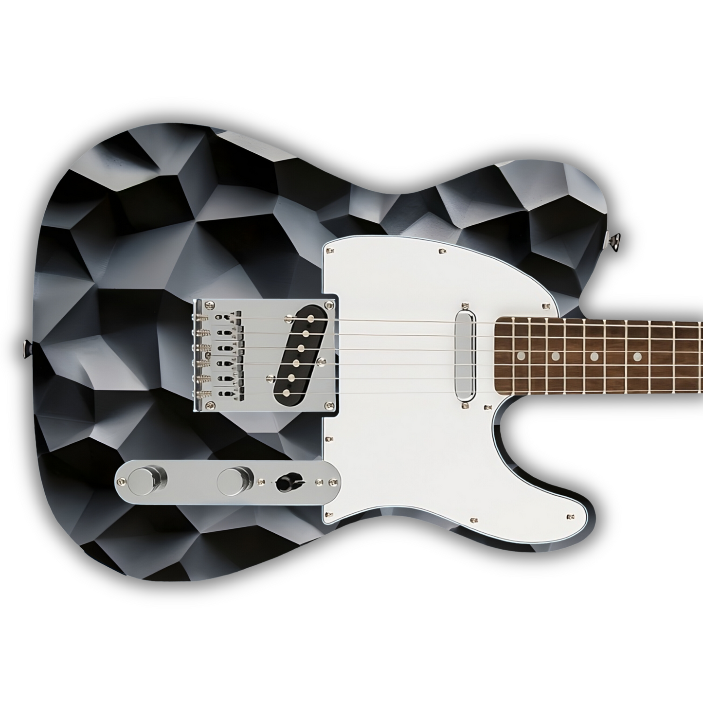 Geometric - Voronoi Texture Black - Guitar Wrap & Strap Bundle