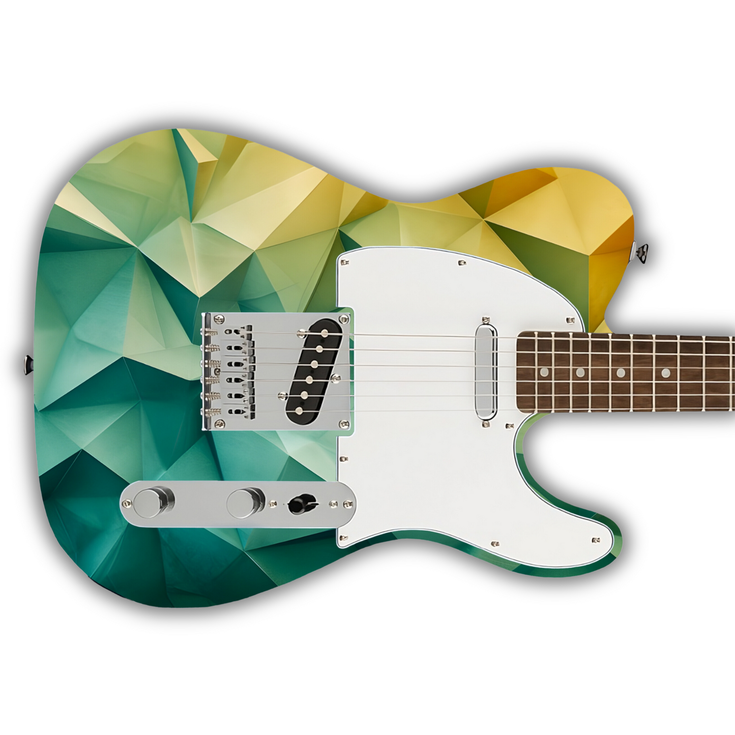 Geometric - Voronoi Green & Yellow - Guitar Wrap & Strap Bundle