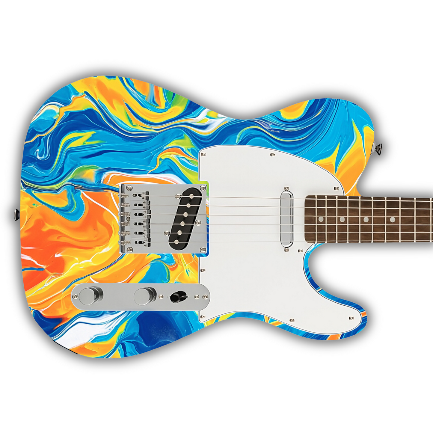 Swirls - Blue & Orange - Guitar Wrap & Strap Bundle