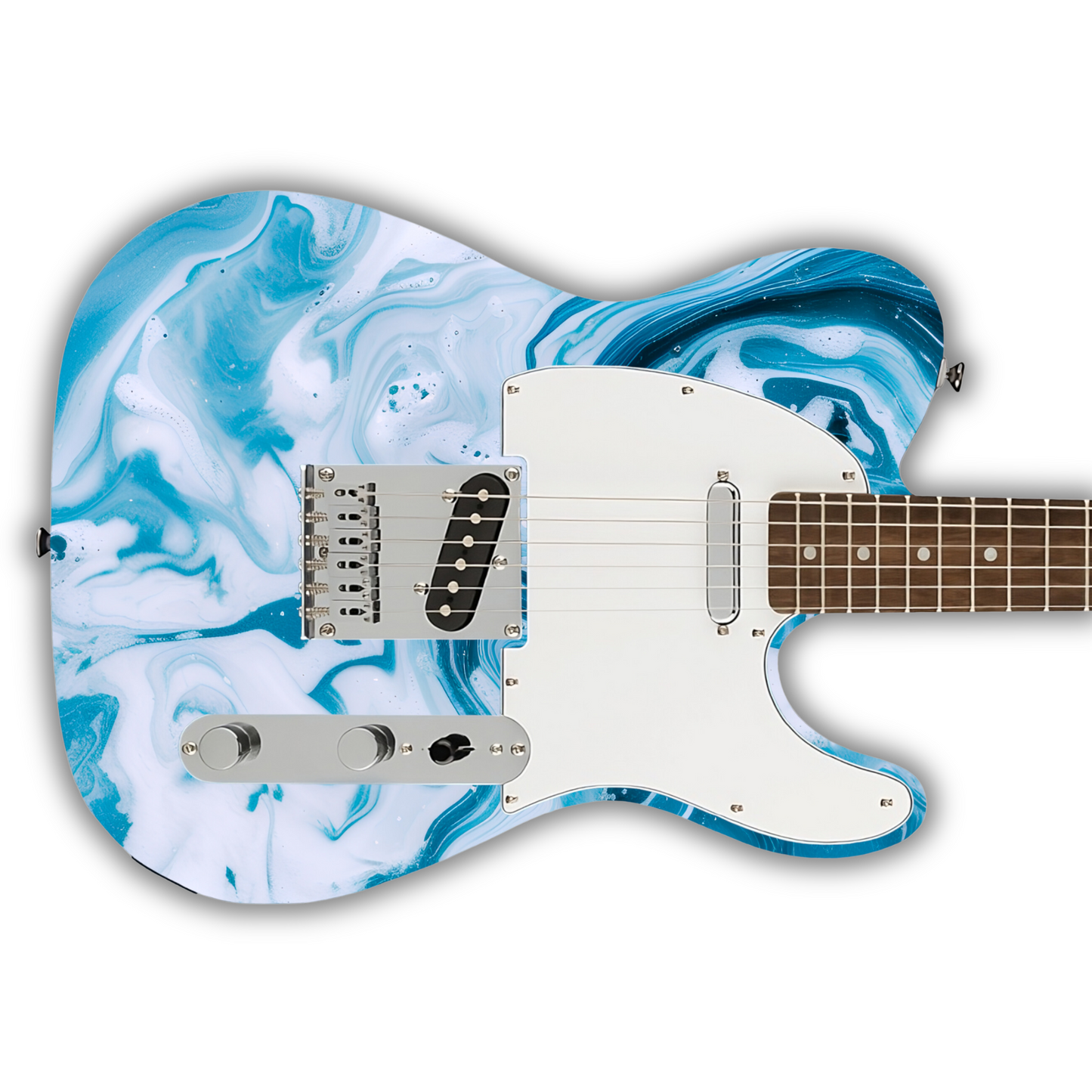 Swirls - Blue & White - Guitar Wrap & Strap Bundle
