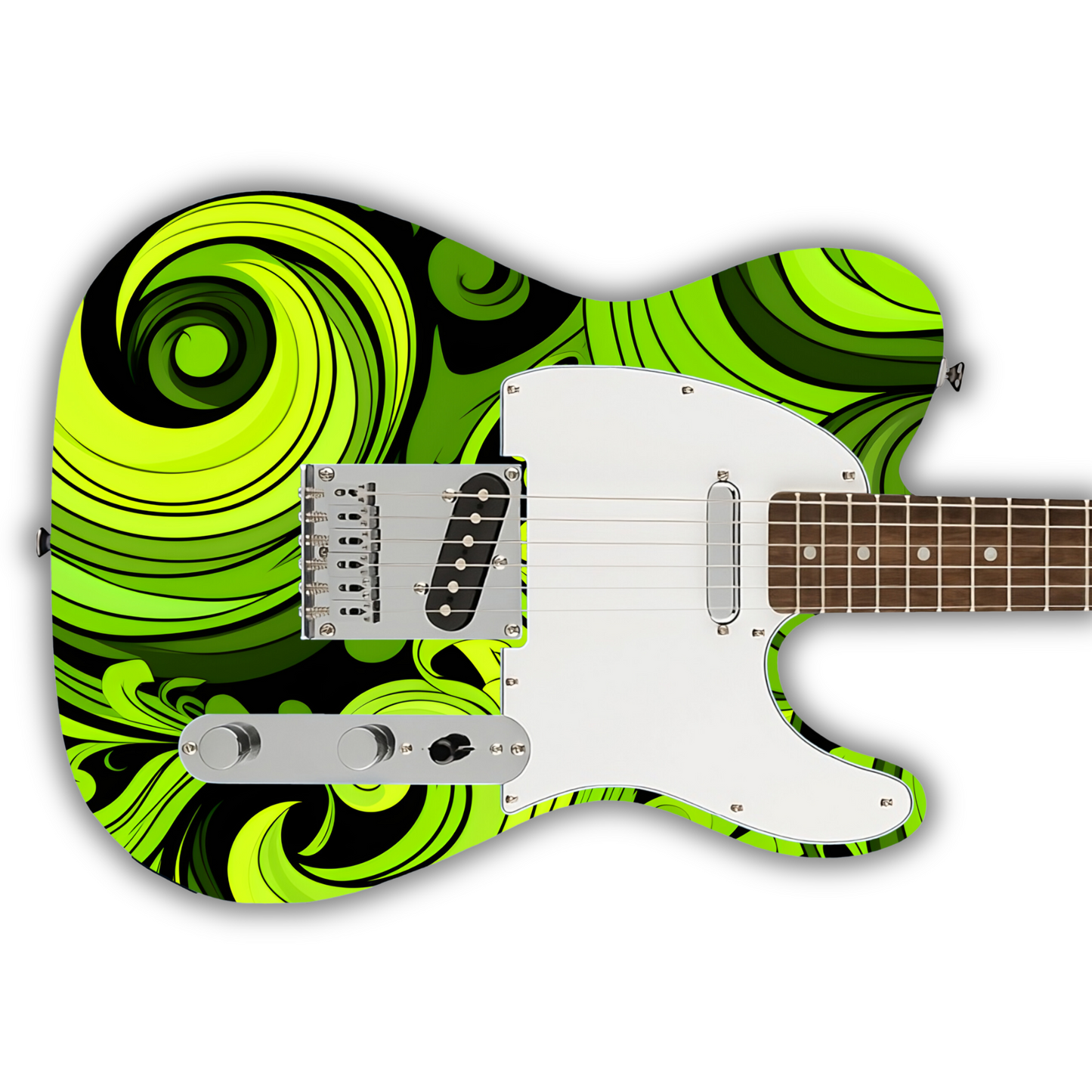 Swirls - Green & Black - Guitar Wrap & Strap Bundle