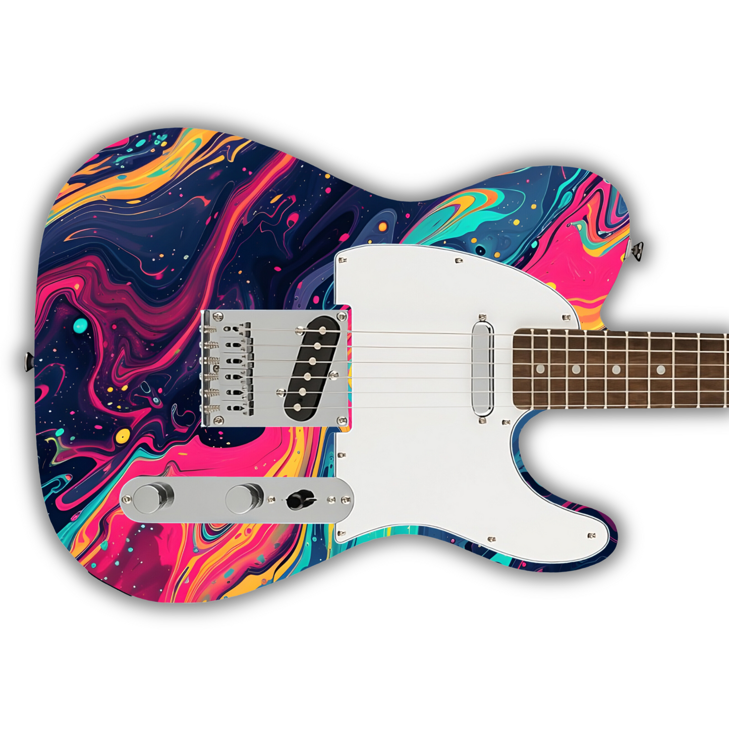 Swirls - Pink, Blue & Orange - Guitar Wrap & Strap Bundle