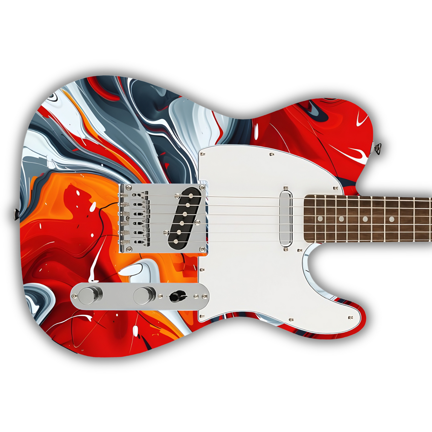 Swirls - Red, White & Grey - Guitar Wrap & Strap Bundle