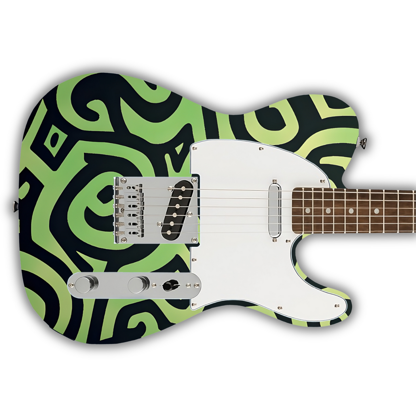 Tribal - Aperiodic Green & Black - Guitar Wrap & Strap Bundle