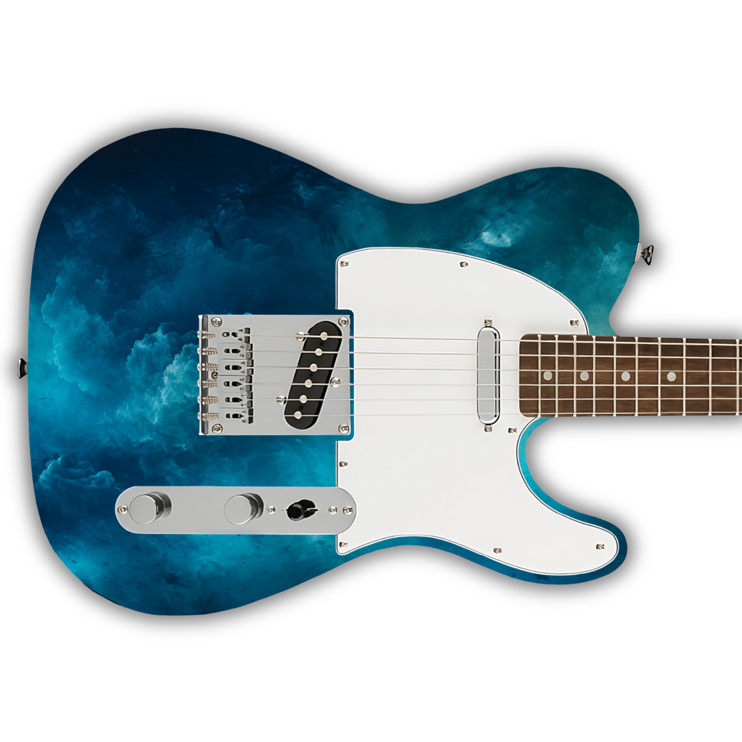 Watercolour - Blue 2 - Guitar Wrap & Strap Bundle