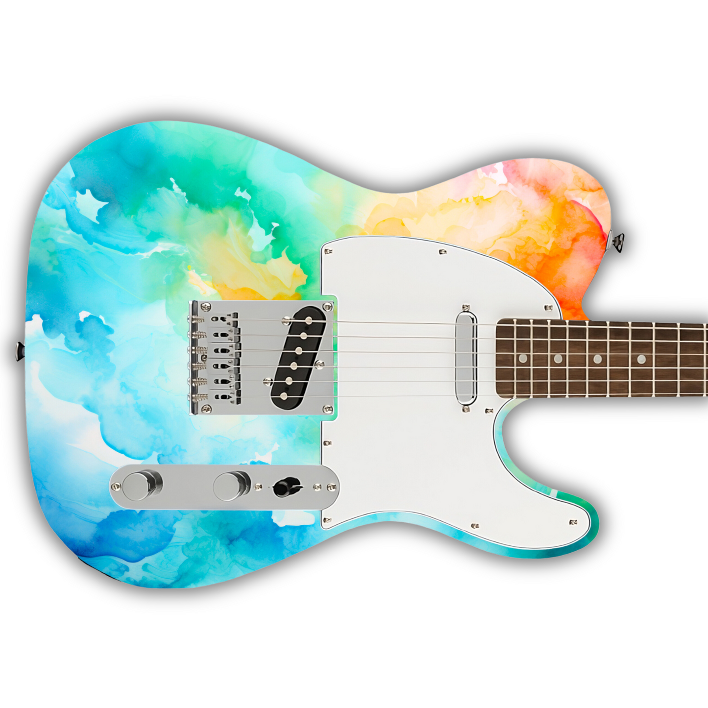 Watercolour - Blue, Green, Orange & Red - Guitar Vinyl Wrap