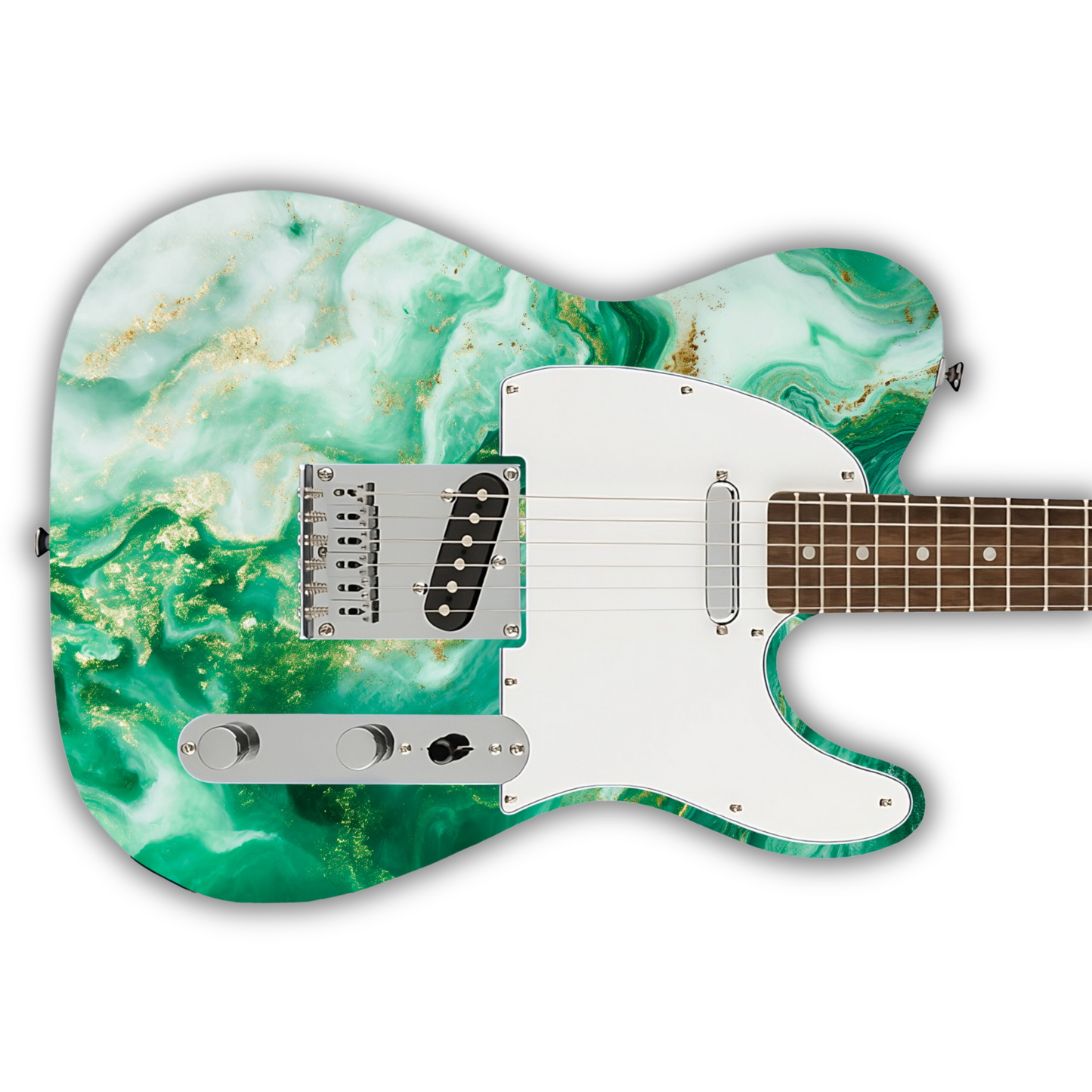 Marble - Green, White & Gold 1 - Guitar Vinyl Wrap