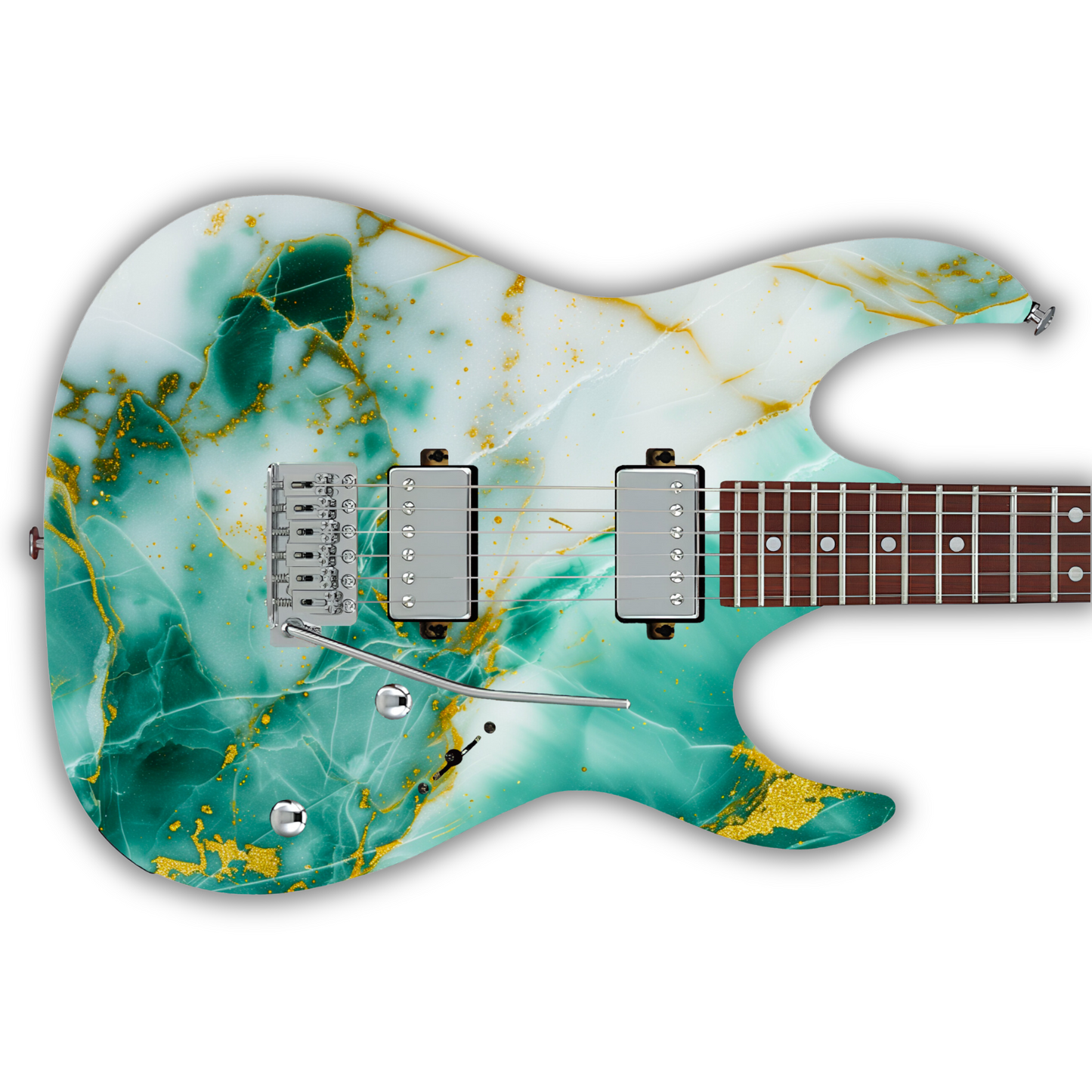 Marble - Green, White & Gold 2 - Guitar Vinyl Wrap