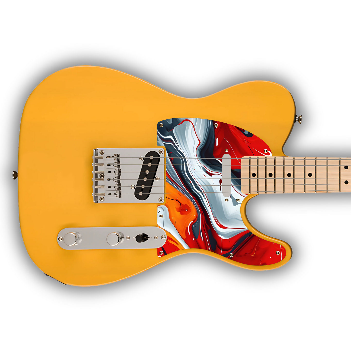 Swirls - Red, White & Grey - Pickguard