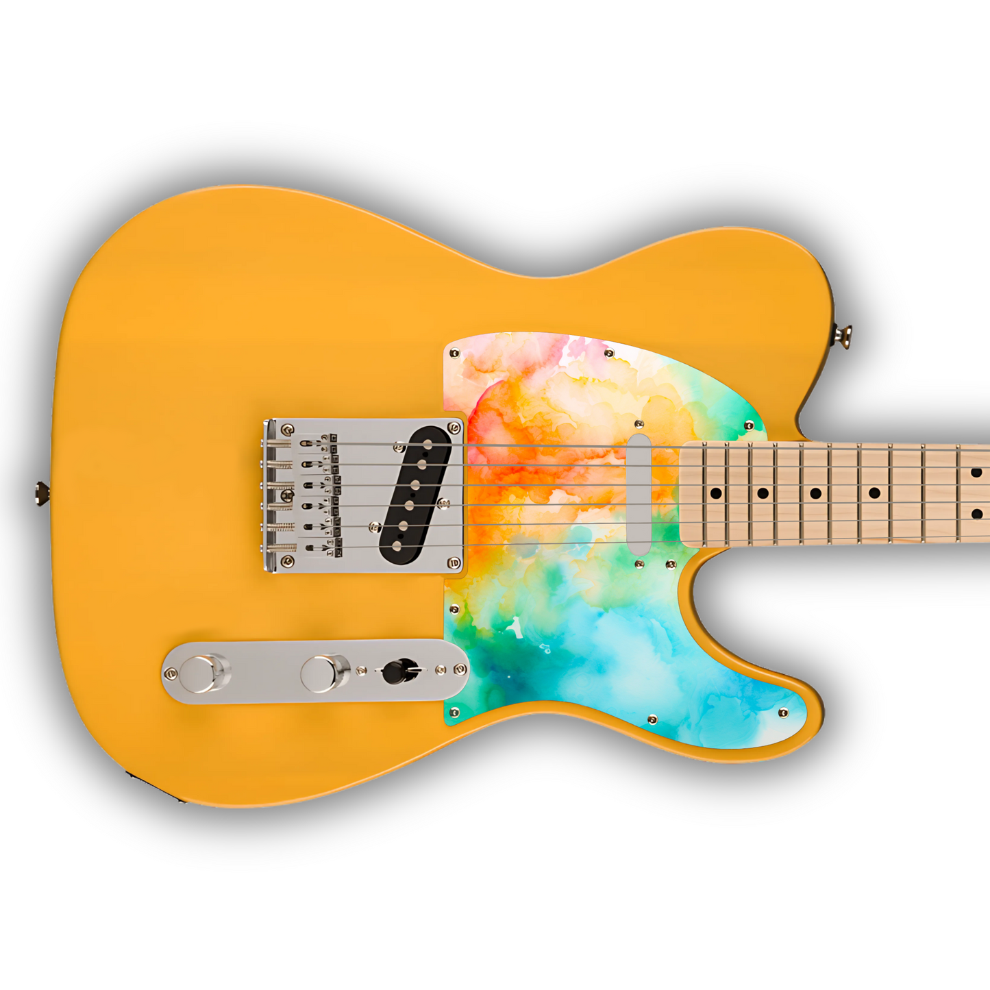 Watercolour - Blue, Green, Orange & Red - Pickguard