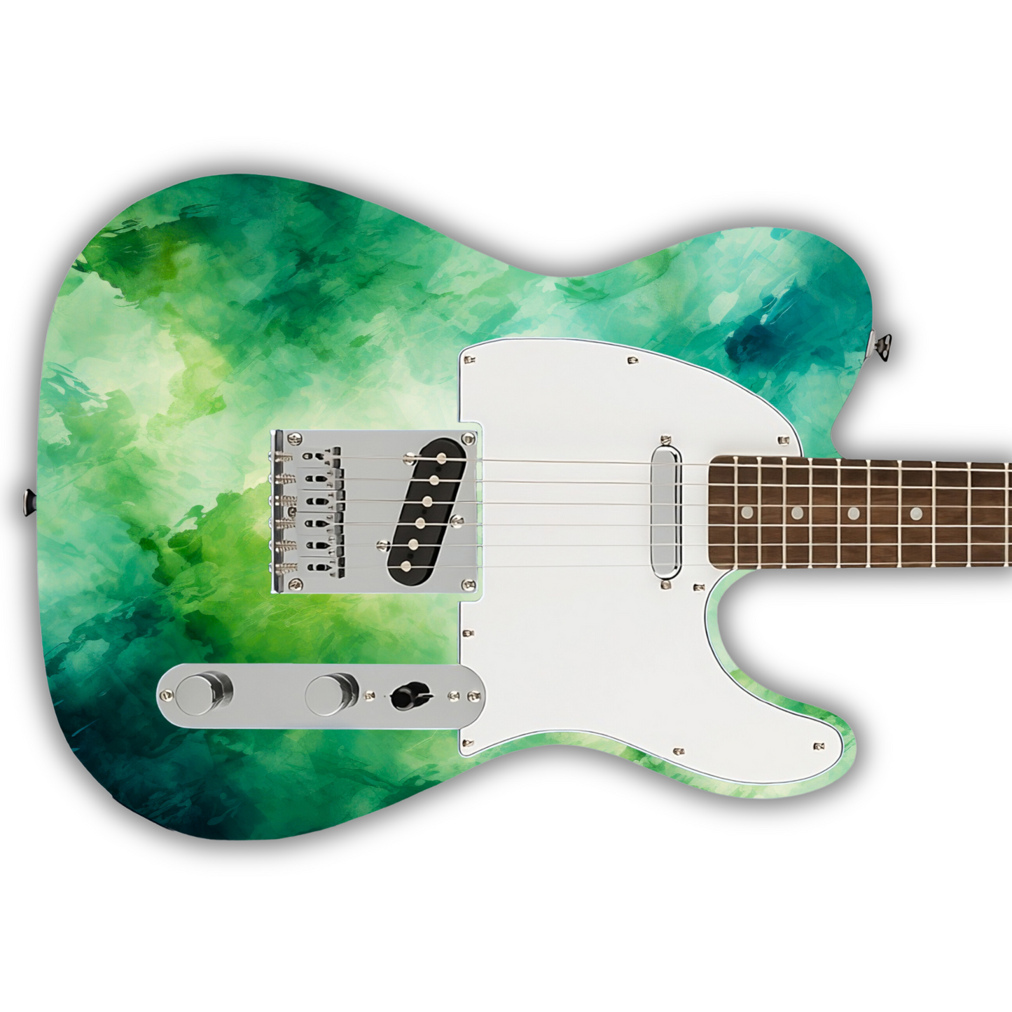Watercolour - Green 2 - Guitar Wrap & Strap Bundle