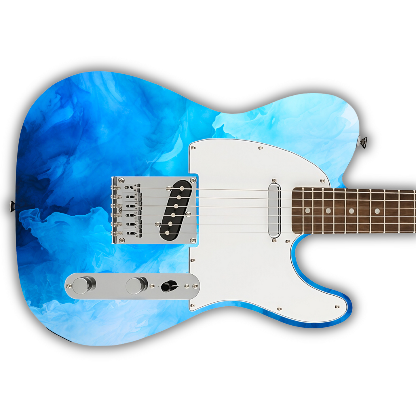 Watercolour - Blue 1 - Guitar Wrap & Strap Bundle