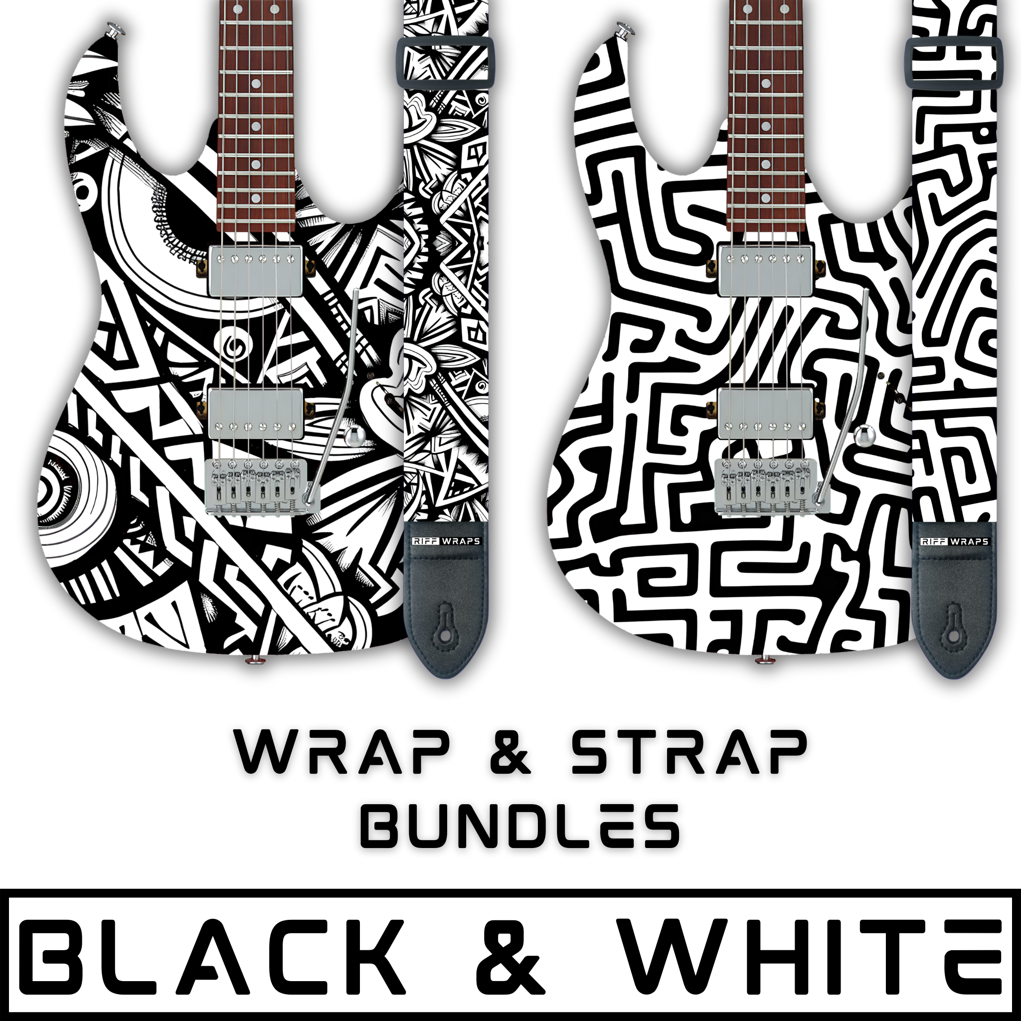 Black & White - Guitar Wrap & Strap Bundles – Riff Wraps