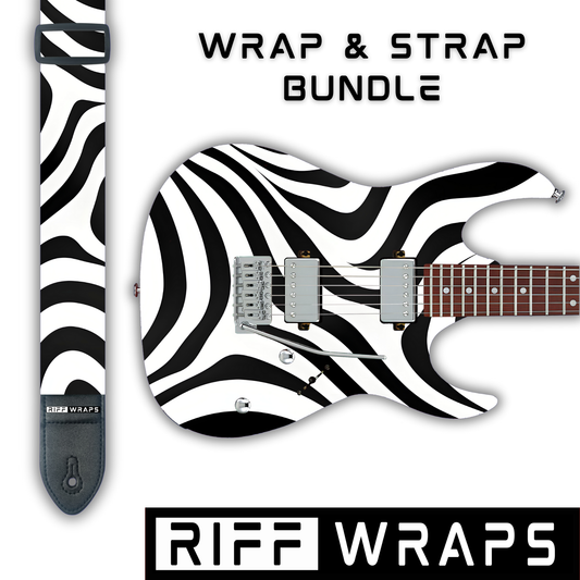 Black & White - Zebra - Guitar Wrap & Strap Bundle