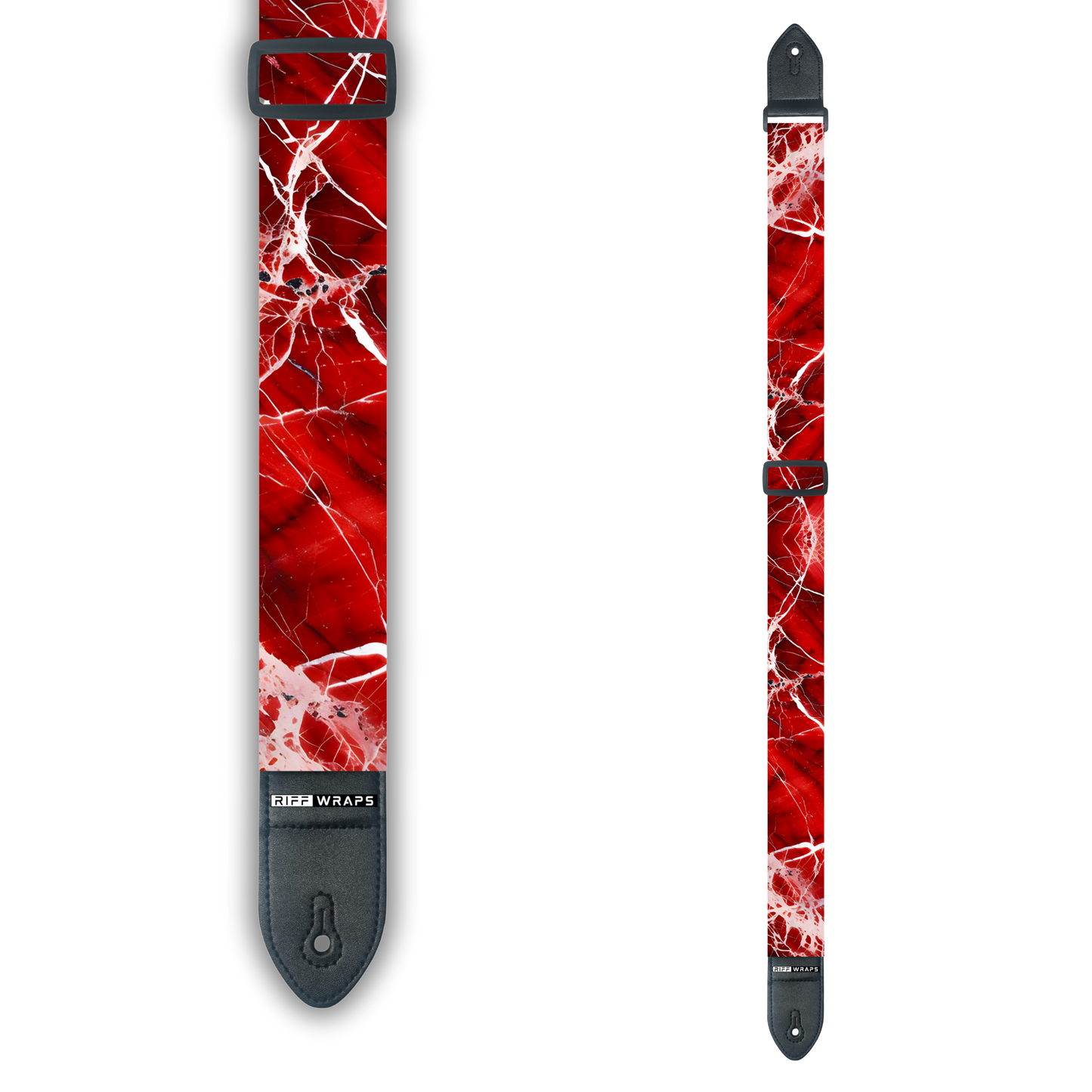 Marble - Red, White & Black - Padded Guitar Strap
