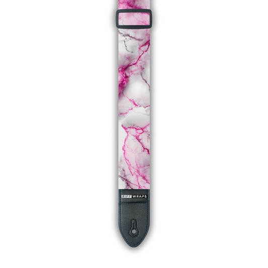 Marble - Pink & White - Padded Guitar Strap